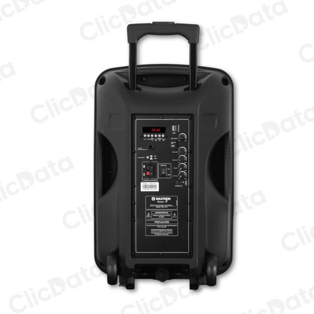 Equipo de sonido Maxtron Avalon 12" MX 113-V Pantalla LED y Botones de control.