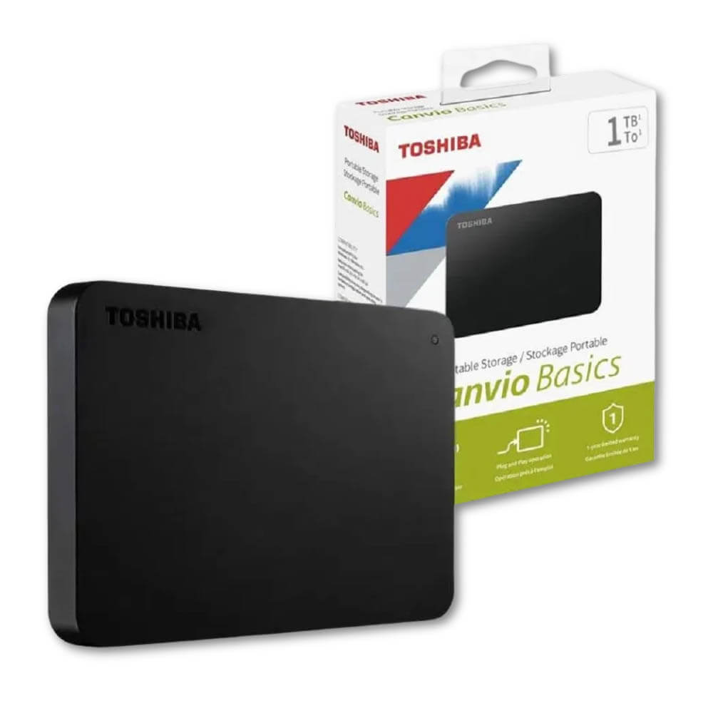 Disco duro externo Toshiba Canvio Basics, 1 TB, USB 3.0, 2.5", Negro.