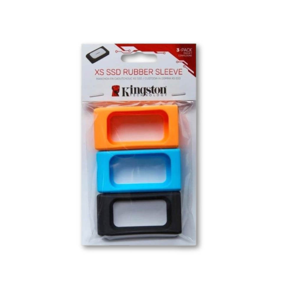 Paquete de 3 fundas de goma Kingston para SSD XS (negro, azul, naranja)