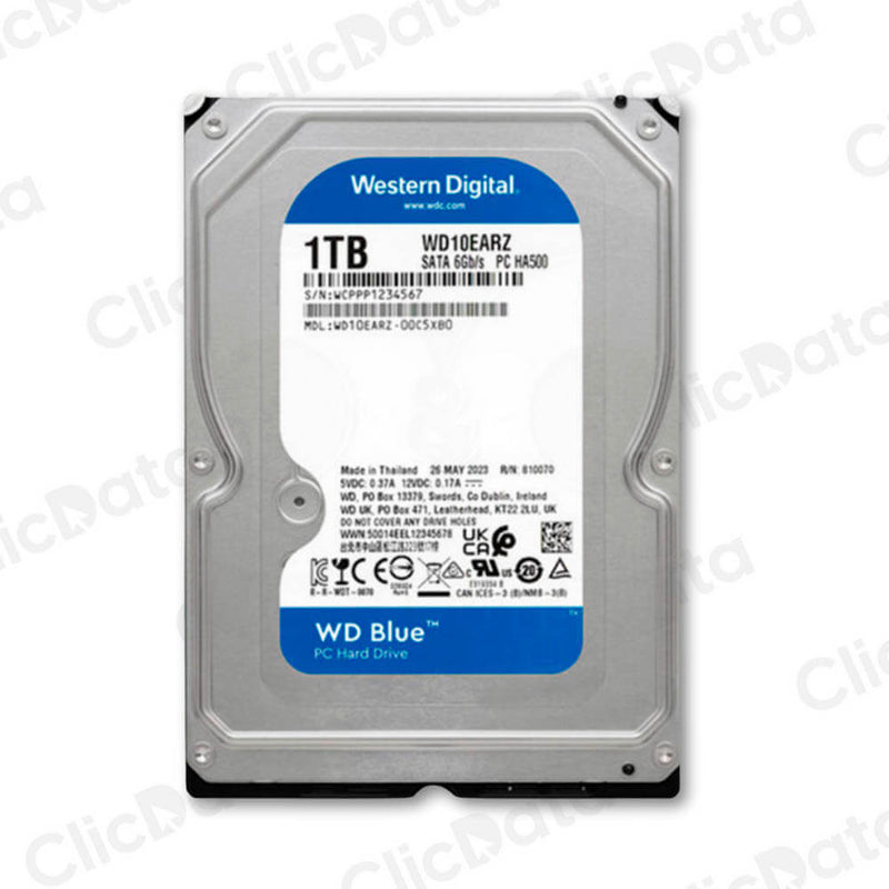 Disco Duro Interno WD10EARZ 1TB Western Digital SATA 6GB/s, 3.5" 5400rpm, Cache 64MB