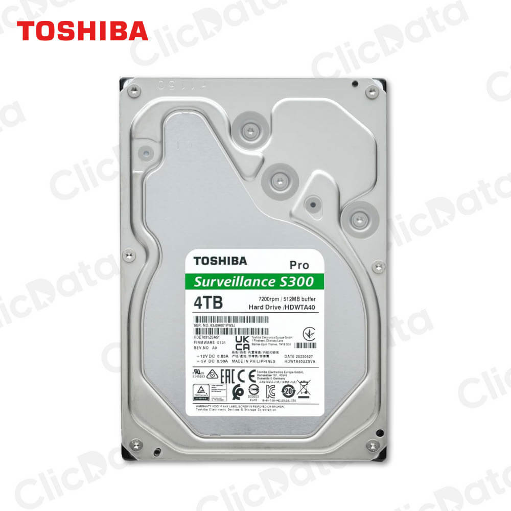 Disco duro Interno Toshiba Surveillance S300, 4TB SATA 6.0Gb/s, 5400rpm, 256MB Cache, 3.5".