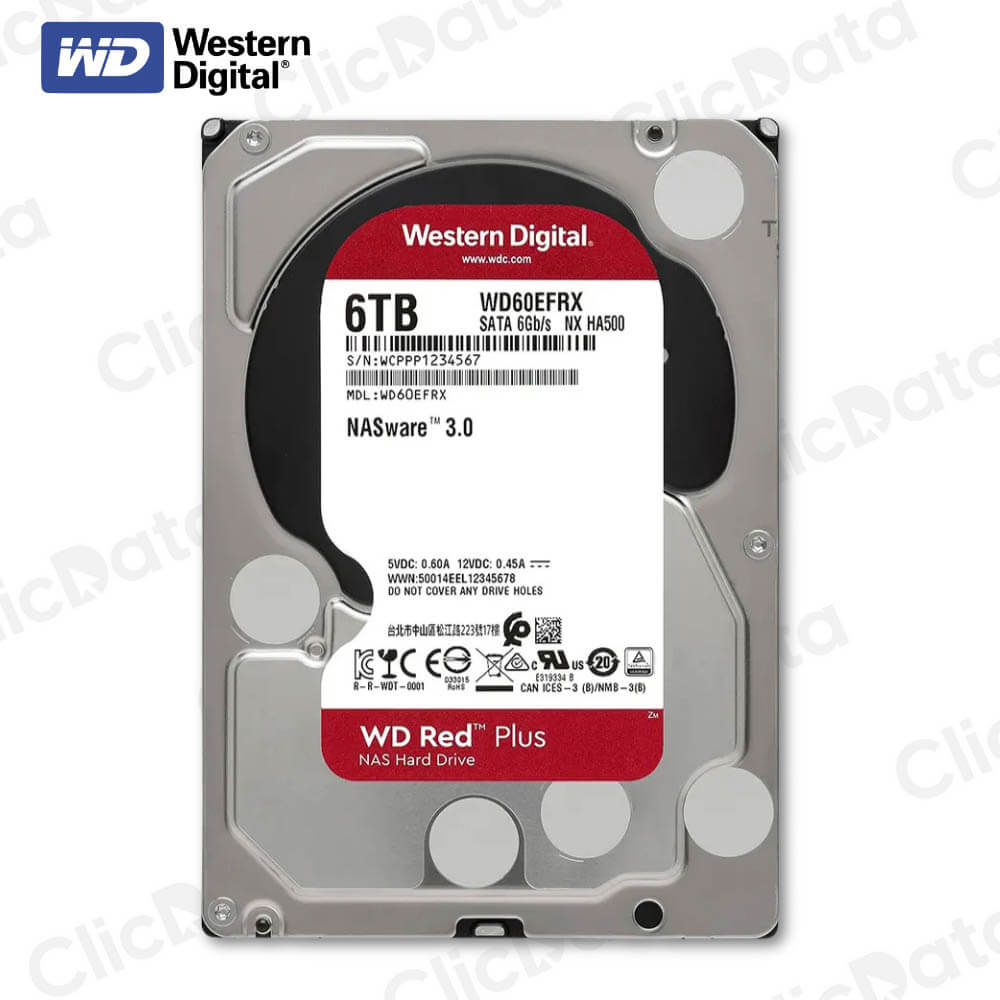 Disco duro interno WD Red Plus WD60EFPX, 6TB, SATA, 5400rpm, 3.5", Cache 256MB