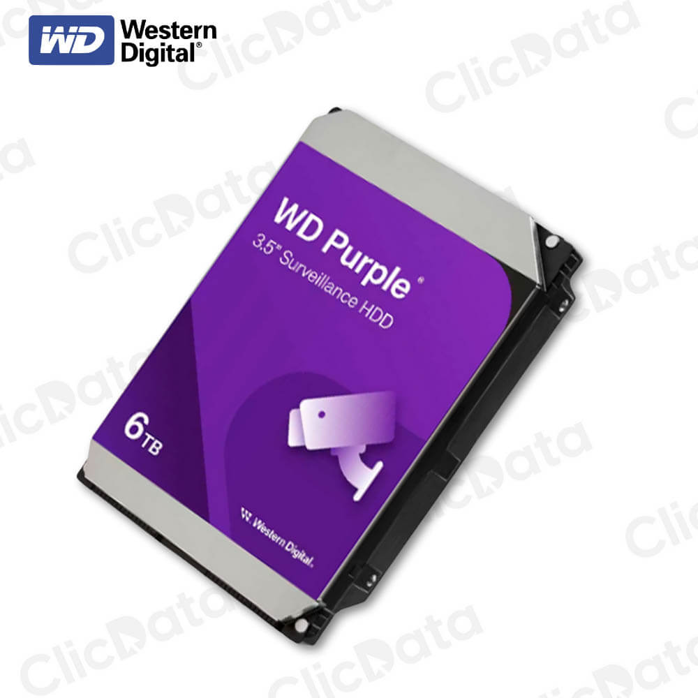 Disco duro Interno WD Purple, 6TB, SATA 6.0 Gb/s, 5400 RPM, 256MB Cache, 3.5".