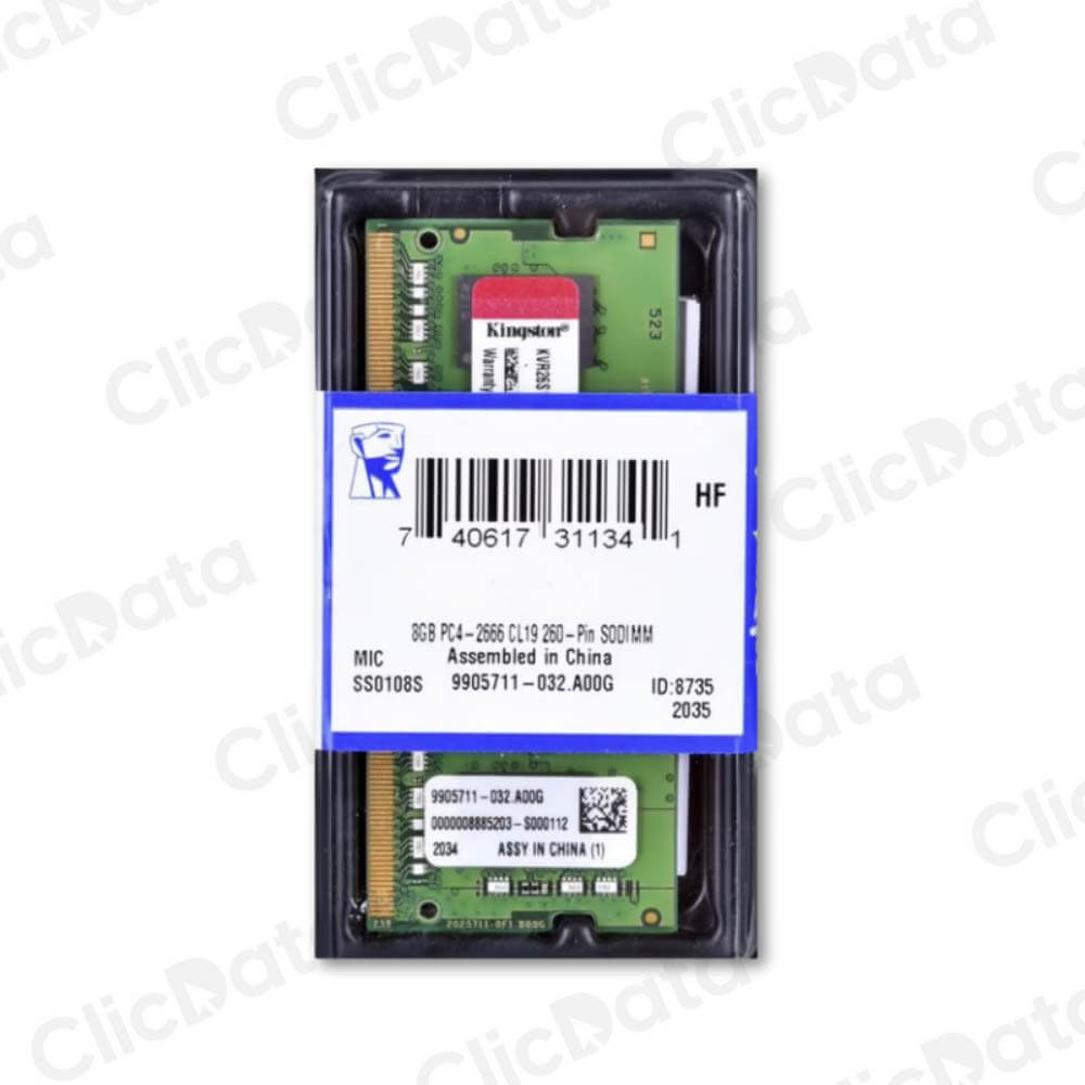 Memoria RAM SODIMM Kingston KCP432SS6/8, 8GB, DDR4-3200MHz, CL22, 1.2V, 260-pin, Non-ECC.
