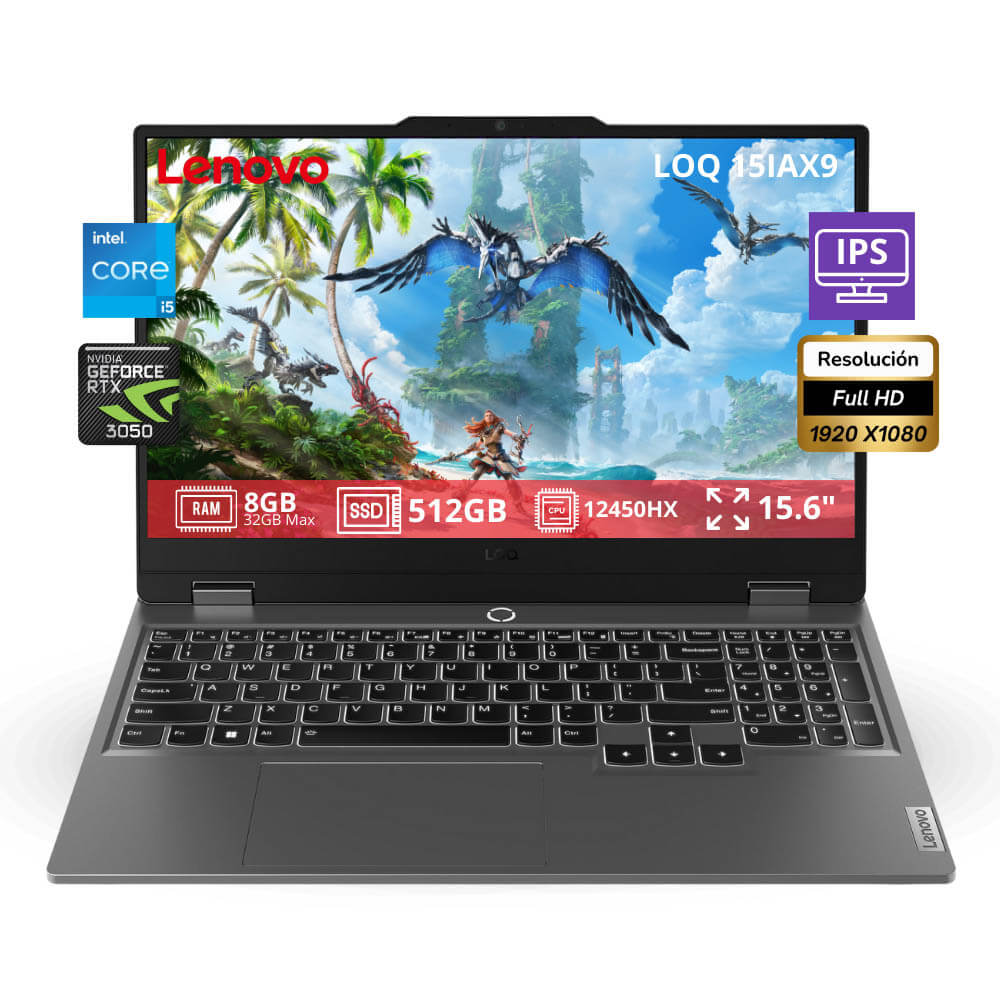 Laptop Lenovo LOQ 15IAX9 15.6" FHD IPS, Core i5-12450HX 24GB DDR5, SSD 512GB, RTX 3050