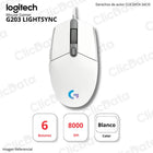 Mouse Gamer Logitech G203 Lightsync Óptico 8000 Dpi Rgb Blanco (910-005791)