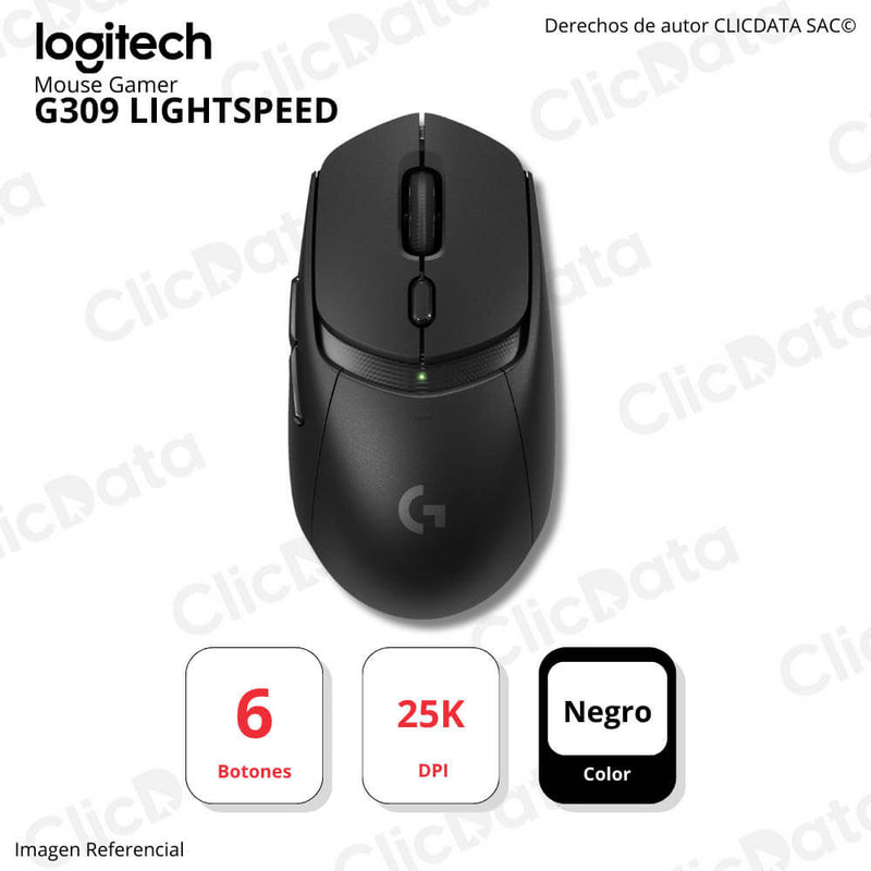 Mouse Gamer Logitech G309 Lightspeed Inalámbrico/Bt 25K Dpi Lightforce Negro (910-007197)