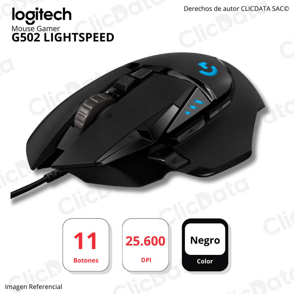 Mouse Gamer Logitech G502 Ligthspeed Inalámbrico Negro (910-005565)