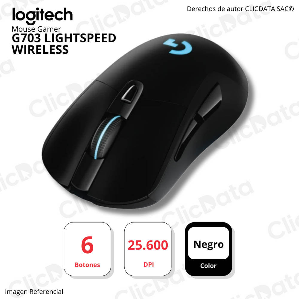 Mouse Gamer Logitech G703 Ligthspeed Inalámbrico Negro (910-005638)