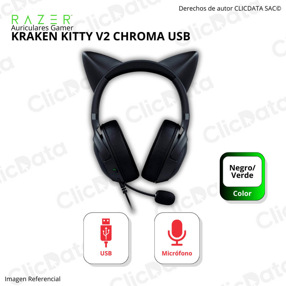 Audifono C/Microf. Razer Kraken Kitty V2 Chroma Usb Black (Rz04-04730100-R3U1)