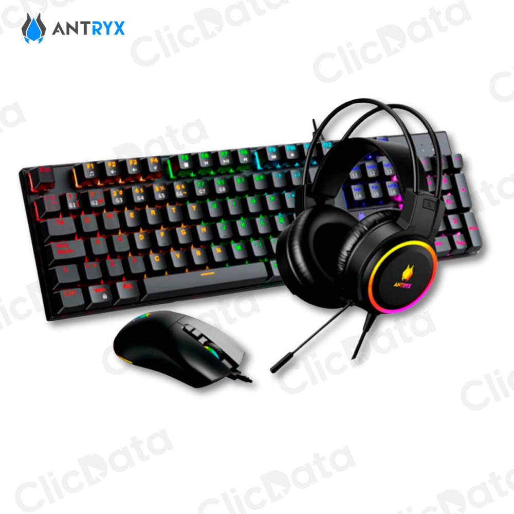 Combo Gamer Antryx GC-3100 X3 Black, Teclado Switch Red, Mouse, Auricular