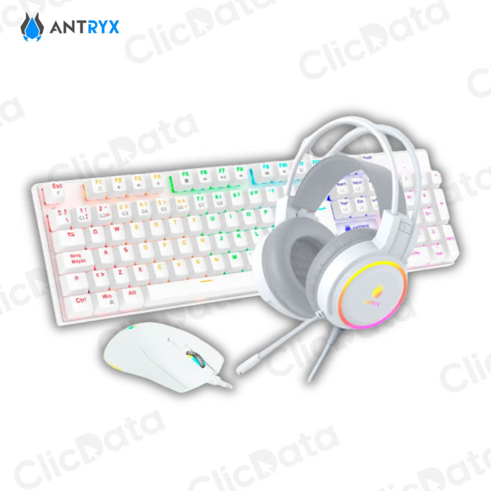 Combo Gamer Antryx GC-3100 X3 White, Teclado Switch Red, Mouse, Auriculares
