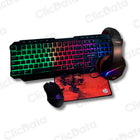Combo Gamer Halion HA-404C Blanco y Negro RGB Con cable Luces RGB