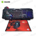 Combo Gamer Halion HA-404C Blanco y Negro RGB Con cable Luces RGB