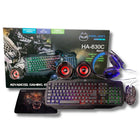 Combo Gamer Racer HA-830C Negro Parlantes 2.0 Cable Luz LED
