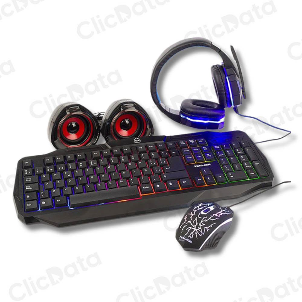 Combo Gamer Racer HA-830C Negro Parlantes 2.0 Cable Luz LED