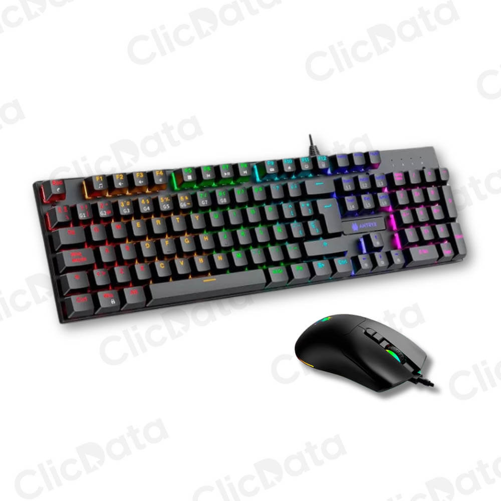 Combo Gamer Antryx GC3100 X3 Black, Teclado Switch Blue, Mouse Y Auricular