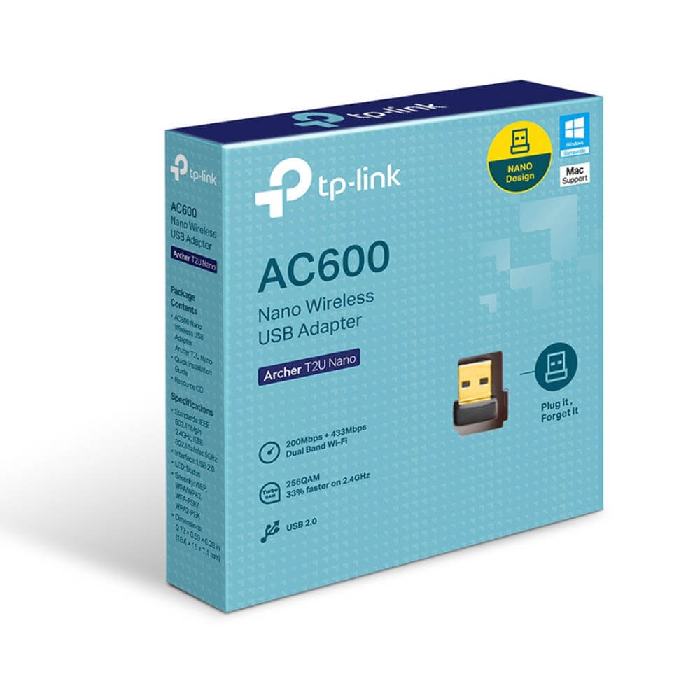 Adaptador USB WiFi TPLink Archer T2U Nano AC600 Dual banda