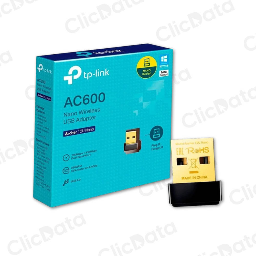 Adaptador USB WiFi TPLink Archer T2U Nano AC600 Dual banda