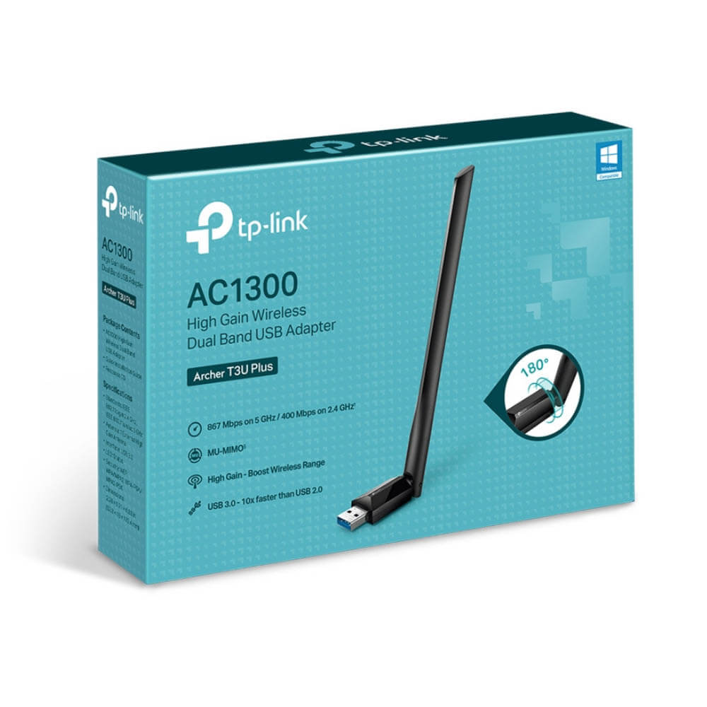 Adaptador USB WiFi TPLink Archer T3U Plus Nano Dual AC1300 Alta Ganancia