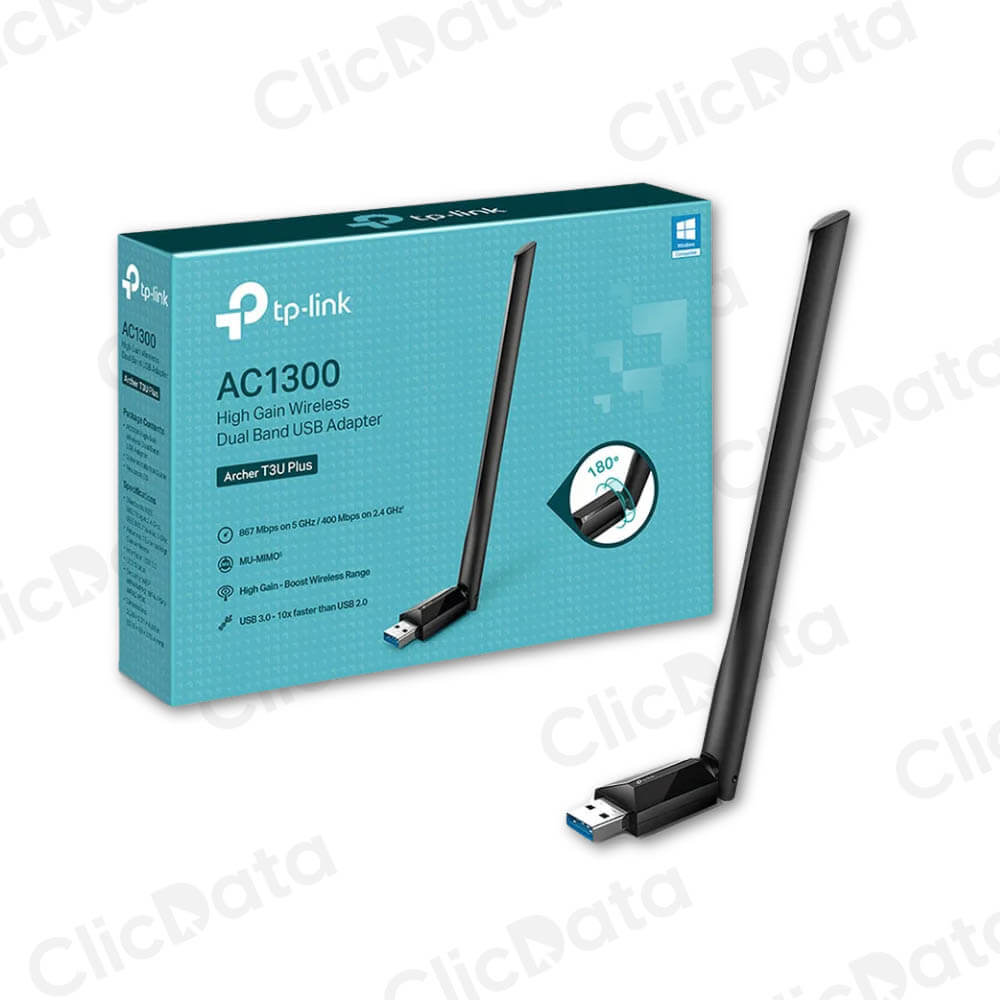 Adaptador USB WiFi TPLink Archer T3U Plus Nano Dual AC1300 Alta Ganancia
