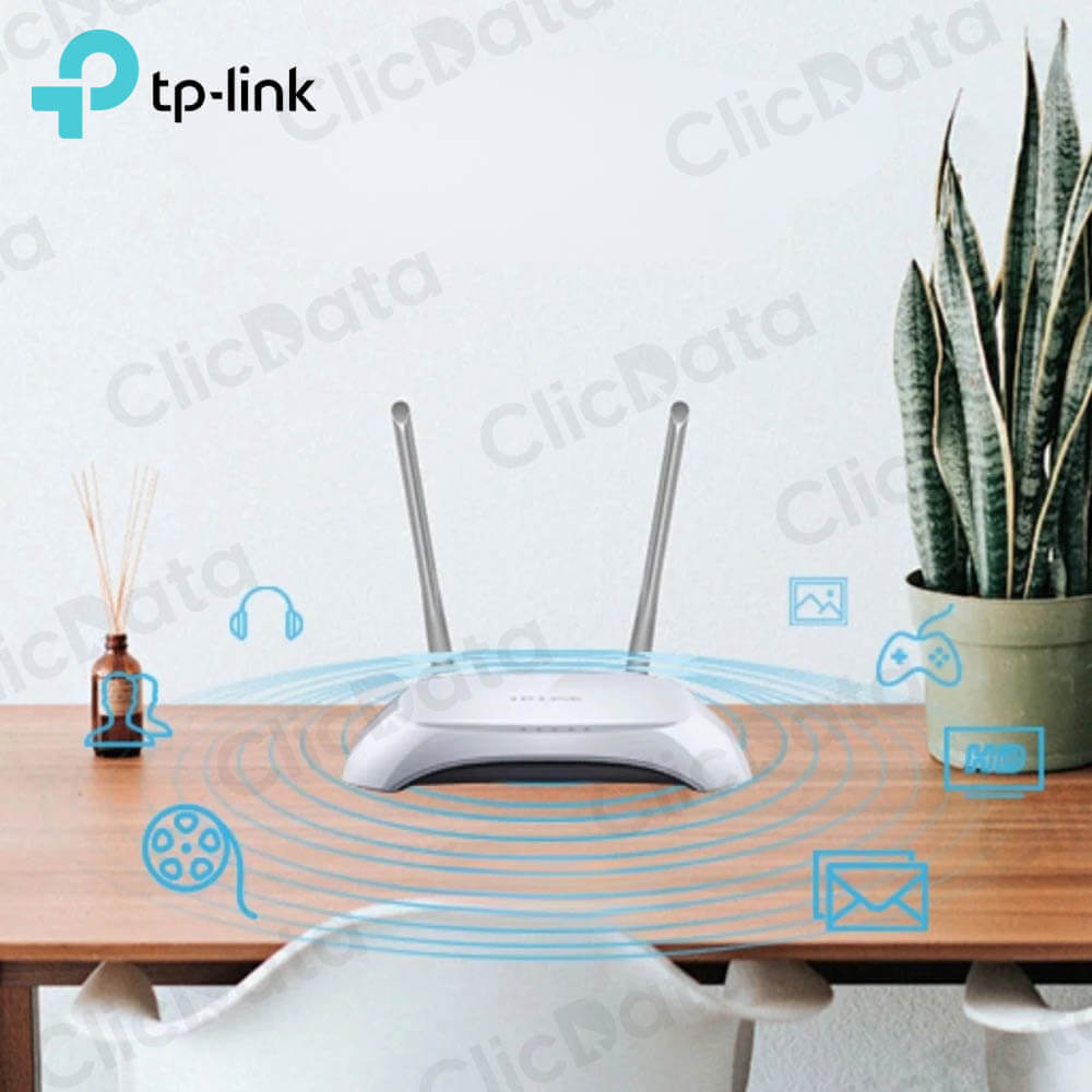 Router TPLink TL-WR840N N 300Mbps Wifi, banda 2.4 GHz, 300 mbps, 4 puertos LAN, 2 antenas