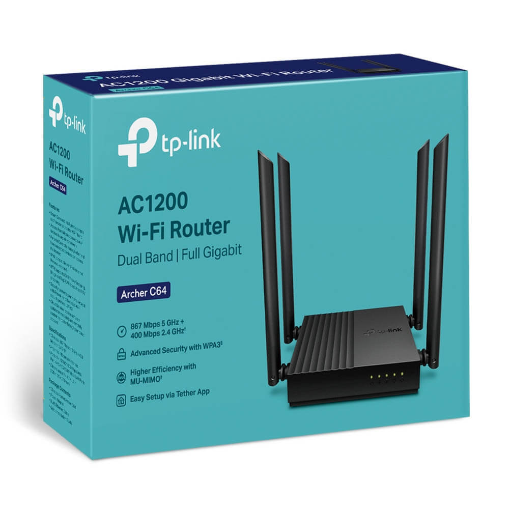 Router TPLink Archer C64 1200AC DOBLE BANDA WIFI 4 ANTENAS