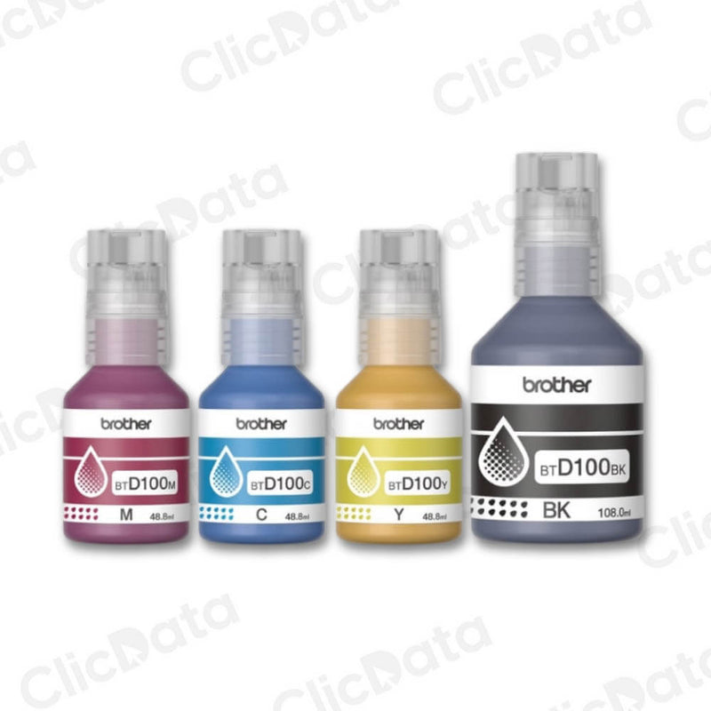 Juego de Tinta Brother BTD-100B Negro y Colores Compatible