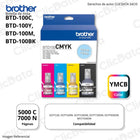 Juego de Tinta Brother BTD-100B Negro y Colores Compatible