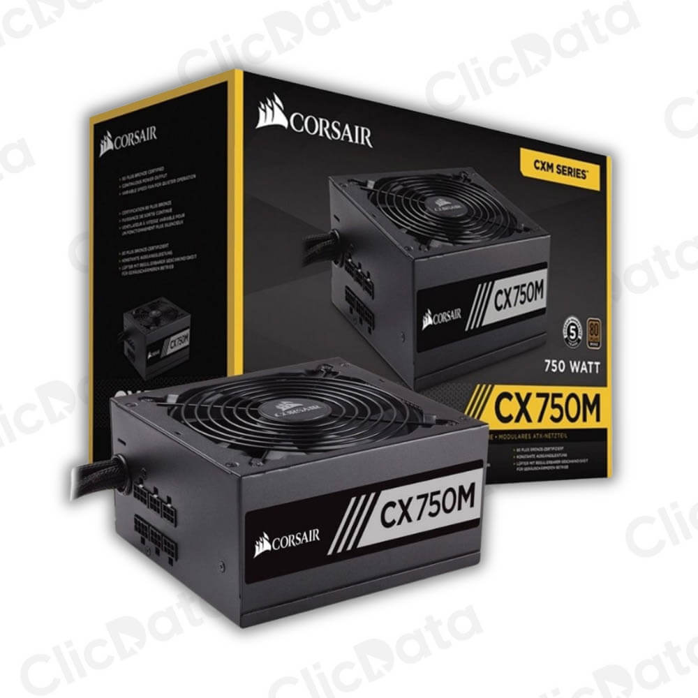 Fuente De Alimentación Corsair Cx750, 750 Watts, 80 Plus Bronze, Cx Series, Negro.