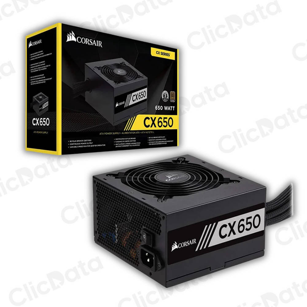 Fuente De Alimentación Corsair Cx650, 650 Watts, 80 Plus Bronze, Cx Series, Negro.